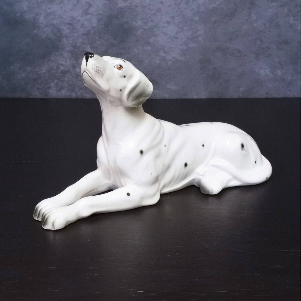 Vintage Mid Century Dalmatian Black & White Dog Porcelain Figurine